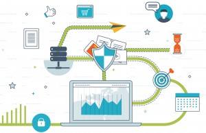 graphic of data coming in and going out securely