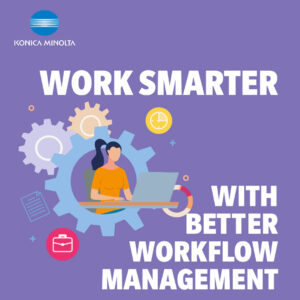 Work smarter image with Konica Minolta logo